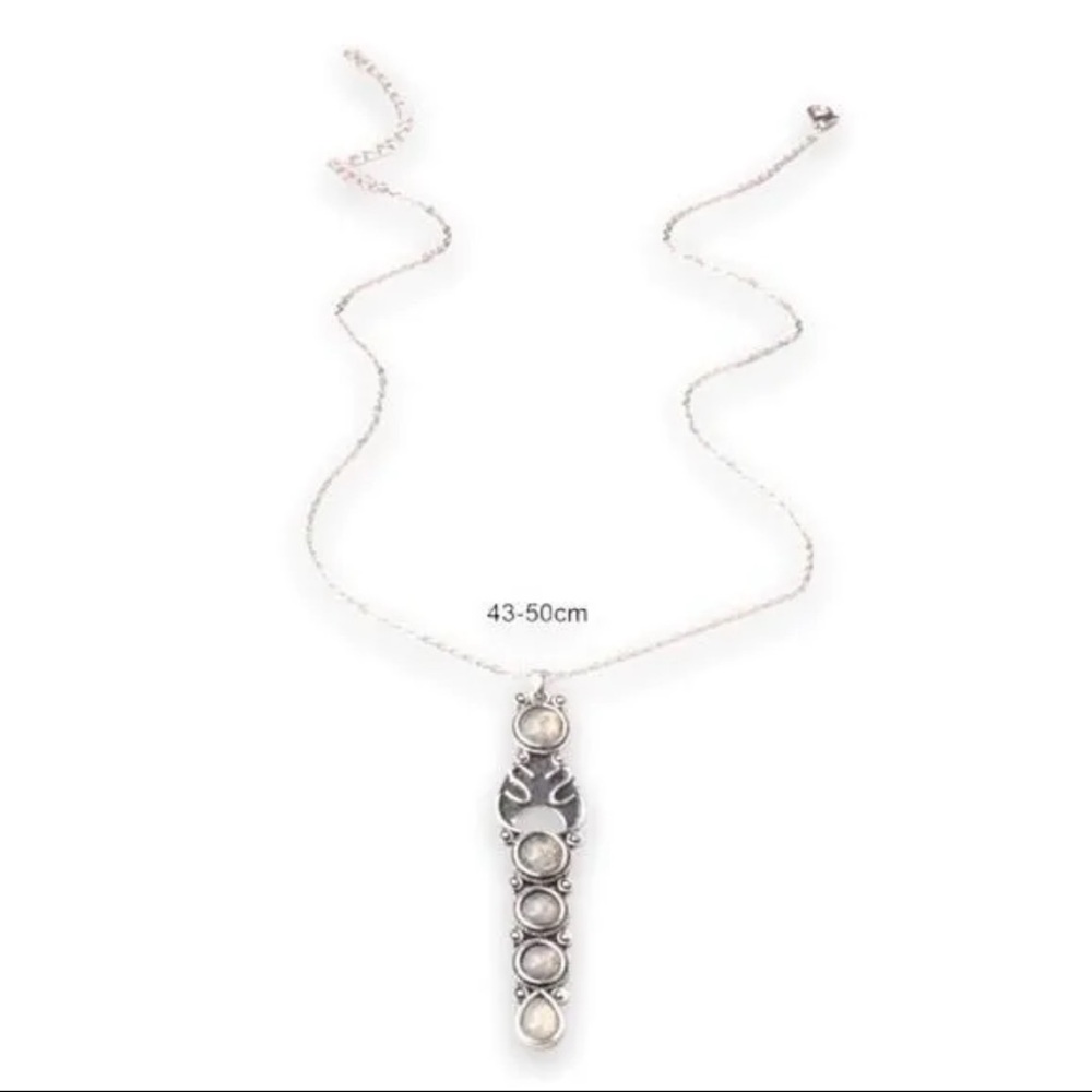 Vintage Women’s Tibetan Sterling Silver Handmade Moonstone 6 Tier Necklace - Picture 5 of 11